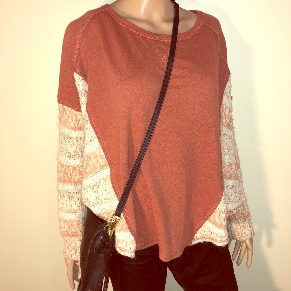 Free People Orange Sweater Top M